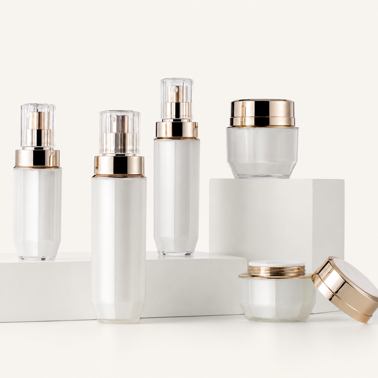 Custom PS Double-Wall Skincare Packaging Set – Cream Jars & Lotion Bottles - Image 4