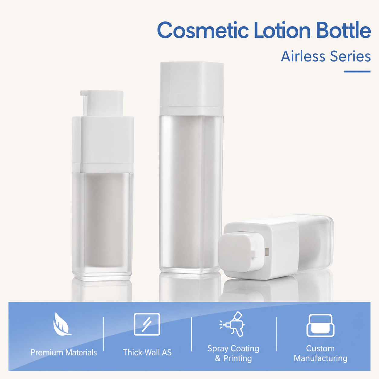 Custom Square AS Airless Pump Bottle – 15ml / 30ml / 50ml - Image 5