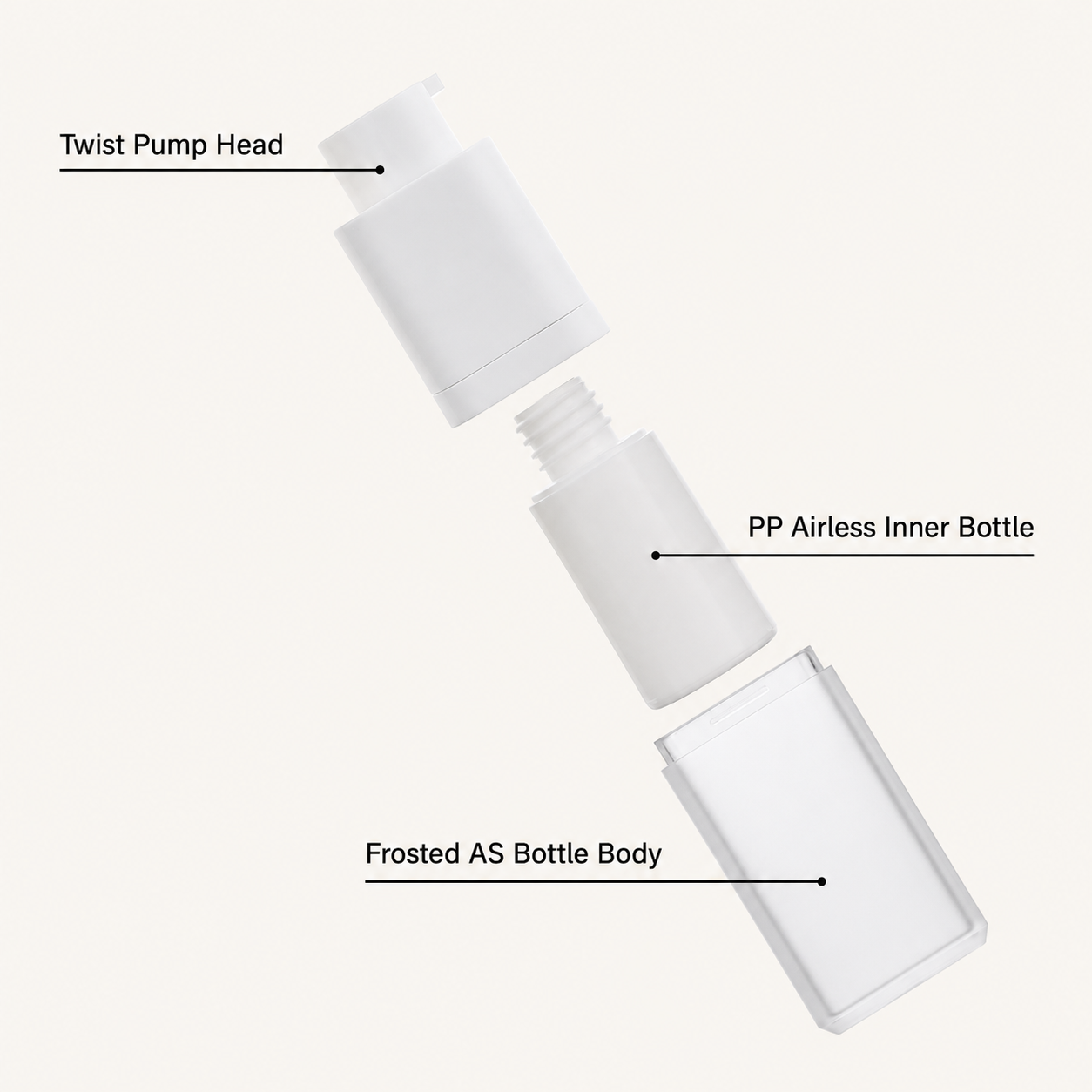 Custom Square AS Airless Pump Bottle – 15ml / 30ml / 50ml - Image 9