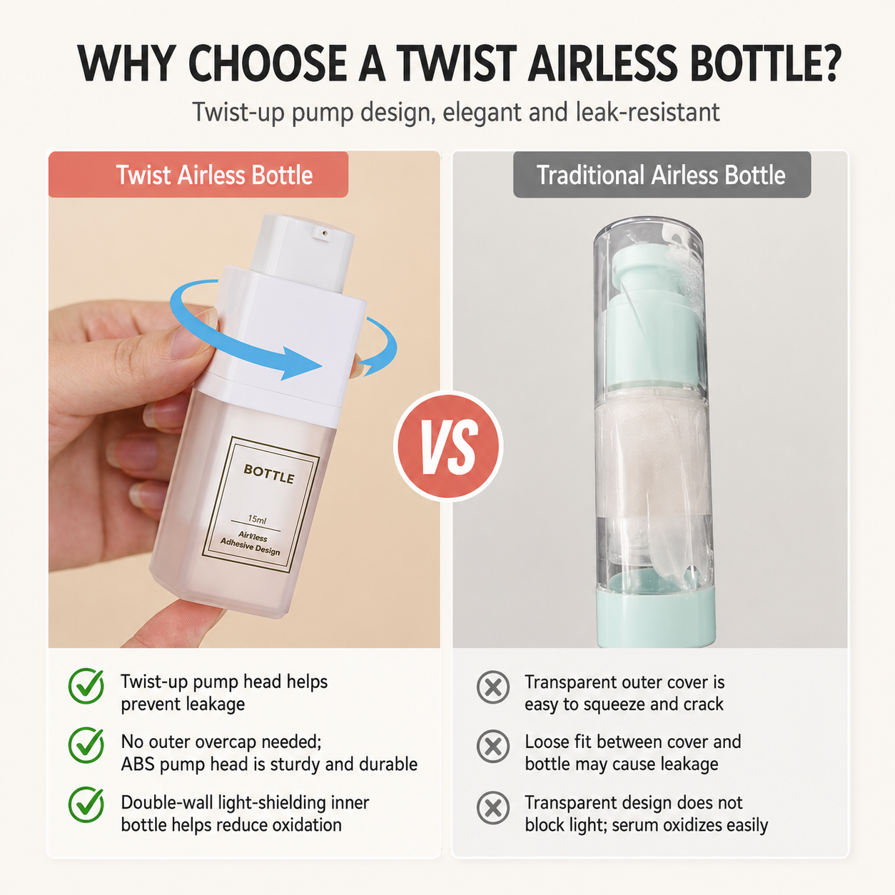 Custom Square AS Airless Pump Bottle – 15ml / 30ml / 50ml - Image 15