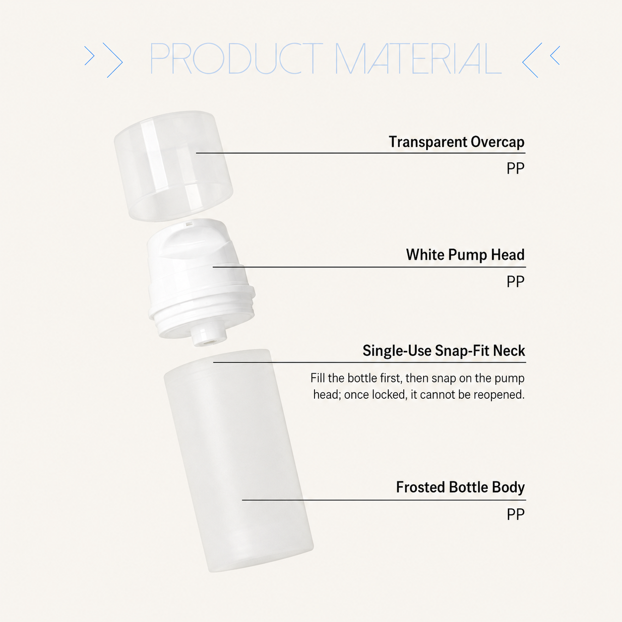 Custom PP Snap-On Airless Pump Bottle – 30ml, 50ml & 100ml - Image 9